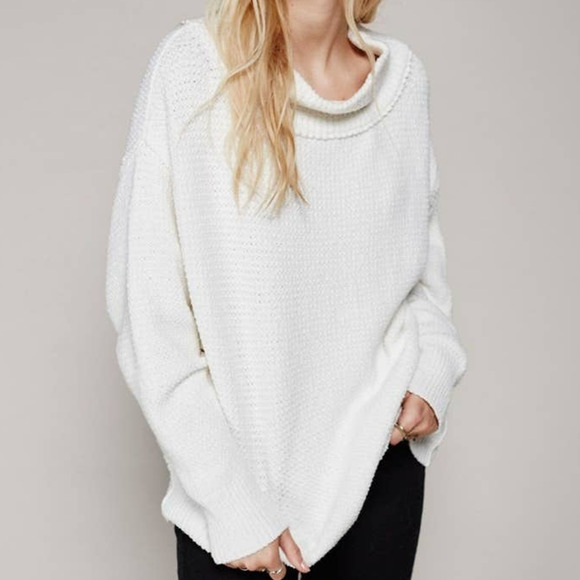 Free People Sweaters - Free People Livvy White Mock Neck Sweater Size Small
